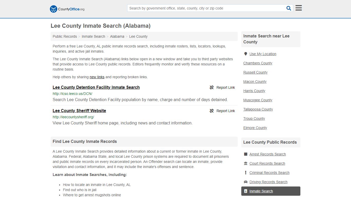 Inmate Search - Lee County, AL (Inmate Rosters & Locators)